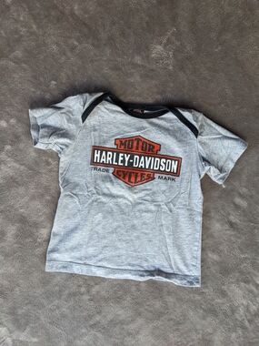 Harley-Davidson Gray Tee with Orange & Black Logo - Kids